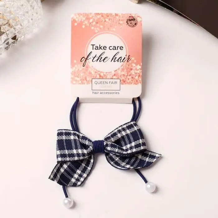 Резинка для волос &laquo;Веста&raquo;, строгая клетка, 4.5 см, МИКС