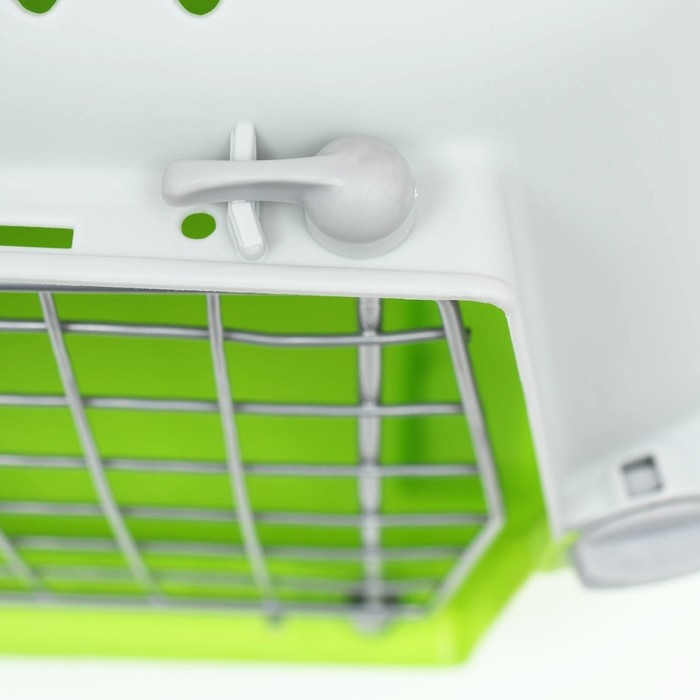 Переноска для животных пластиковая 47 х 30 х 35 см, вес до 9 кг, зелёная
