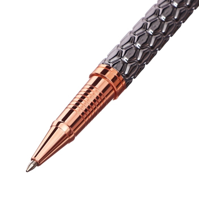 Ручка подарочная роллер в кожзам футляре Змея корпус золото/бронза