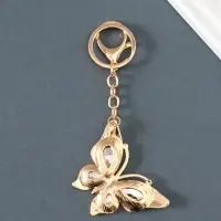 Брелок металл, стразы на карабине "Бабочка" жёлтый 4,7х6,4х0,8 см