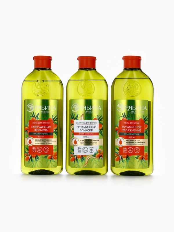 Гель для душа, витаминное увлажнение, аромат облепихи, 400 мл, Рябина