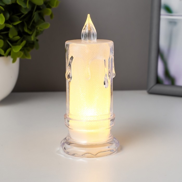 Ночник " Свеча" LED от батареек белый 4,5х4,5х11 см RISALUX