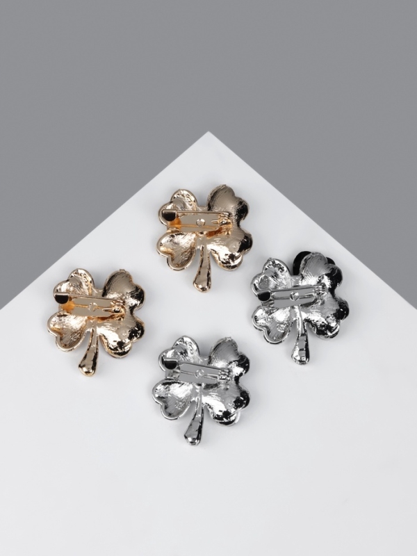 Брошь &laquo;Клевер&raquo;, МИКС, (неделимая фасовка 12 шт., цена за шт.)