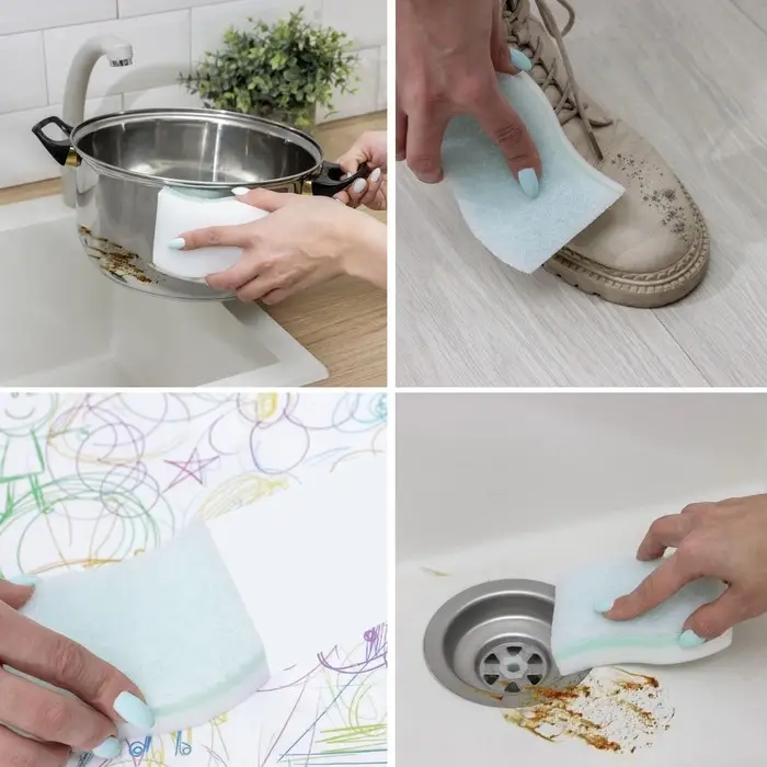 Губка меламиновая для удаления пятен &laquo;Тройной эффект&raquo;, 3 слоя: меламин, поролон, абразив, 11&times;7&times;3 см