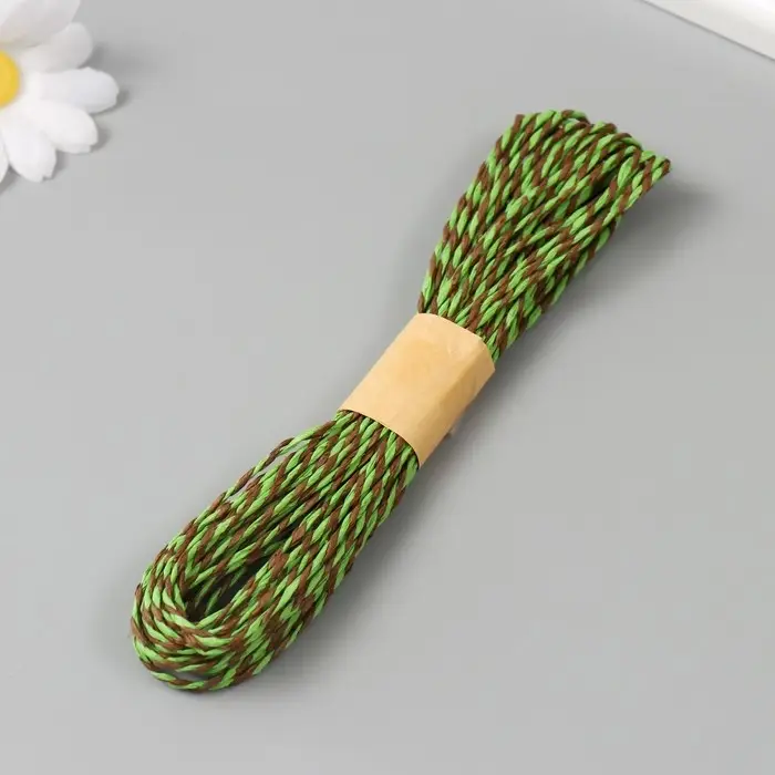 Пряжа 100% целлюлоза "Softino Raffia Color Melange" кручёная, зелёный луг 10м &plusmn;2м