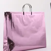 Пакет подарочный ПВХ, голография, розовый, пластиковая ручка, 50&times;42&times;12 см