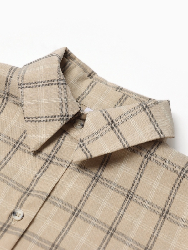 Комплект женский (блузка, шорты) MINAKU: Casual Collection цвет бежевый клетка, размер 44