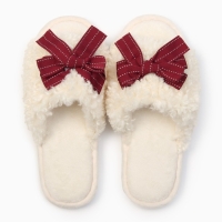 Тапочки женские с открытым носом, размер 40-41, бордовый бант Тапочки женские с открытым носом, размер 40-41, бордовый бант