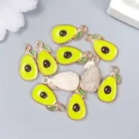 Декор для творчества металл, эмаль "Авокадо" зелёный 1,7х1 см