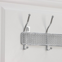 Вешалка настенная Доляна &laquo;Шах&raquo;, 4 двойных крючка, 33&times;13&times;6 см, цвет хром