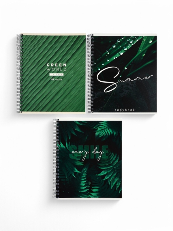 Тетрадь А5, 96 листов на спирали, 3 шт. &laquo;Nature&raquo; МИКС