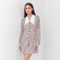 Платье женское с воротником MIST р. 48, бежевый Платье женское с воротником MIST р. 48, бежевый