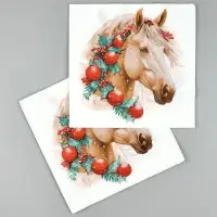 Салфетки бумажные New Line Fresco &laquo;Белая лошадь с новогодними украшениями&raquo;, 33х33 см, 2 слоя 20 лист