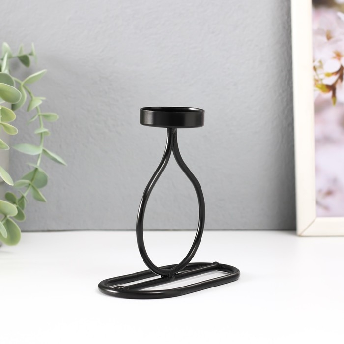 Подсвечник металл на 1 свечу "Бутылочка" d=4 см чёрный 11х6х11,5 см