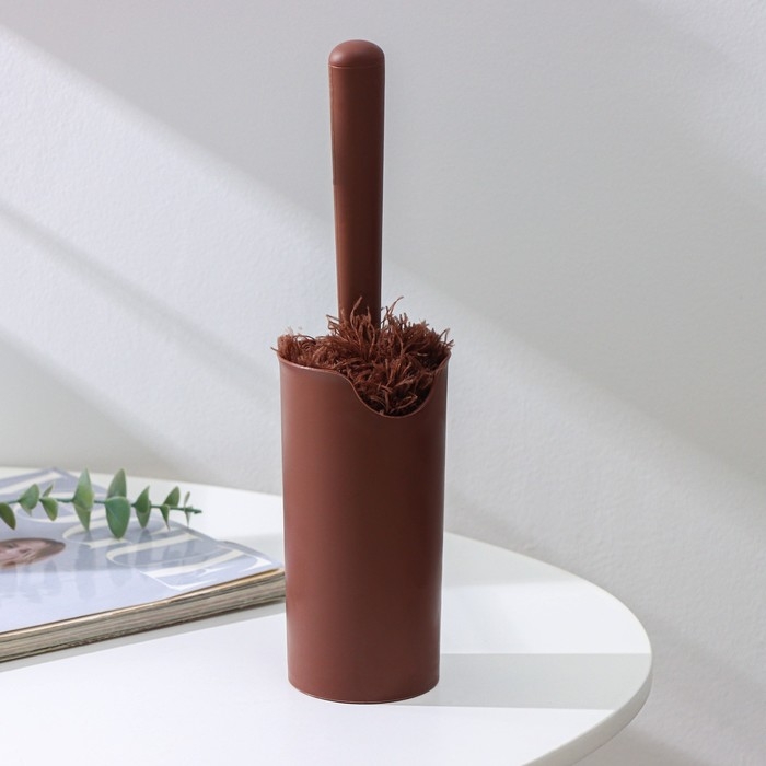 Щётка для удаления пыли Доляна &laquo;Антистатик&raquo;, 29 см, с подставкой на присоске, микрофибра, цвет коричневый