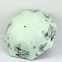 Зонт механический &laquo;Деревья&raquo;, эпонж, 4 сложения, 8 спиц, R = 49/56 см, D = 112 см, цвет МИКС