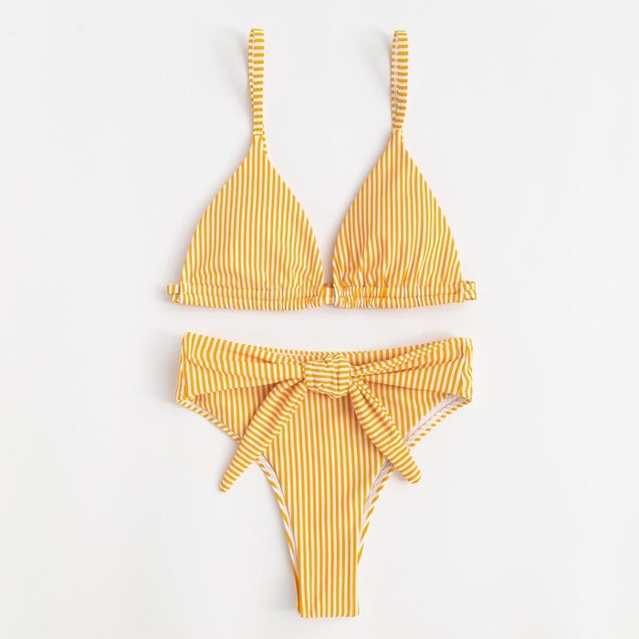 Купальник женский раздельный MINAKU Купальник женский раздельный MINAKU "Stripe", размер 50, цвет желтый
