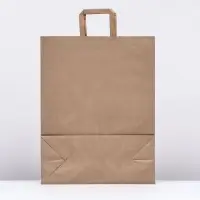 Пакет бумажный крафт, плоская ручка 35 х 15 х 45 см, 90 гр/м&sup2;
