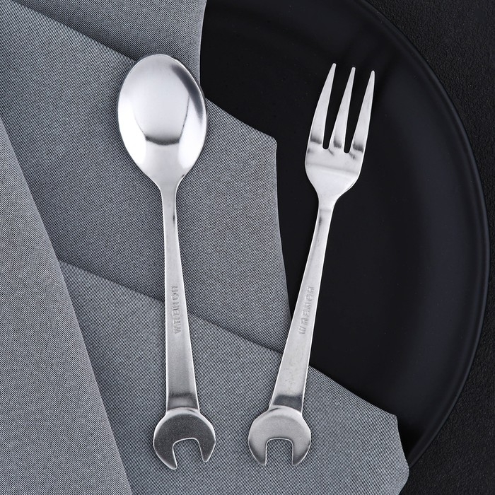 Набор столовых приборов: ложка и вилка &laquo;Только для мужика&raquo;.