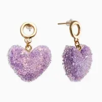 Серьги "Сердце сахарное", цвет фиолетовый в золоте