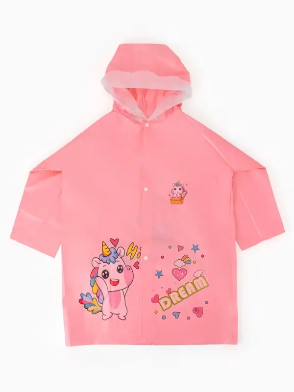 Дождевик детский, розовый единорог, рост 120-130 накл ОТ
