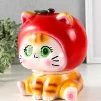 Копилка для денег &laquo;Кот в костюме яблоко&raquo;, гипс, красный, 21&times;17&times;17 см