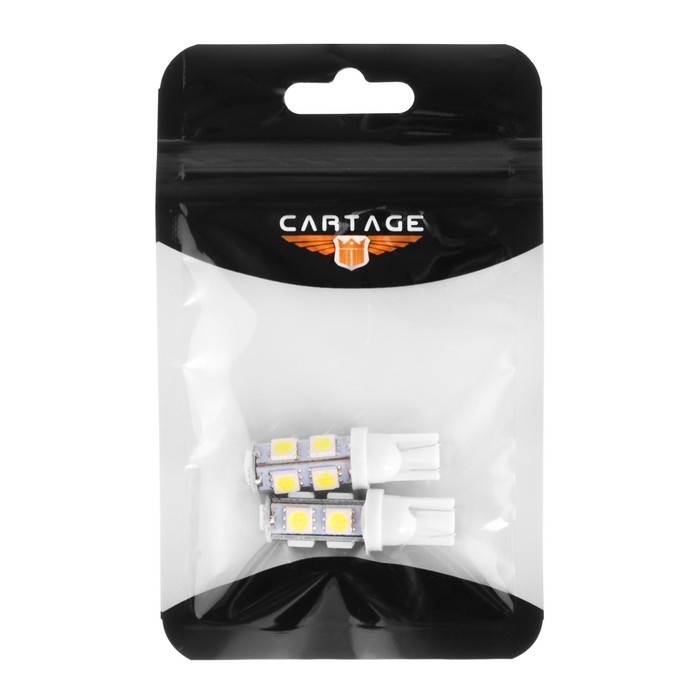 Автолампа светодиодная Cartage, T10 W5W, 12 В, 9 SMD-5050, набор 2 шт Автолампа светодиодная Cartage, T10 W5W, 12 В, 9 SMD-5050, набор 2 шт
