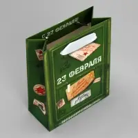 Пакет подарочный ламинированный, упаковка, &laquo;23 февраля&raquo;, почта, S 12 х 15 х 5.5 см