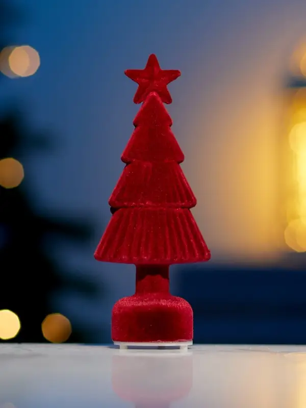 Фигура светодиодная "Елочка бархатная красная", 1 LED, 15х6 см, от бат. 3xAG13, Т/БЕЛЫЙ