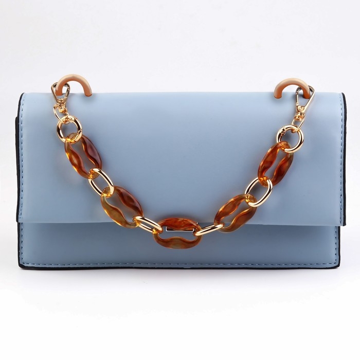 Цепочка для сумки, пластиковая, с карабинами, 34 &times; 21/23 &times; 17 мм, 30 см, цвет янтарно-коричневый/золотой