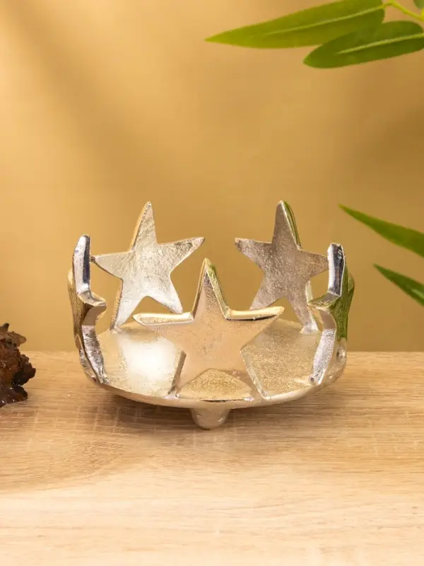 Подсвечник со стеклом"Созвездие" алюминий 11х11х12 см