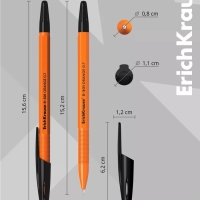 Ручка шариковая ErichKrause R-301 Orange Stick, узел 0.7 мм, чернила чёрные, длина линии письма 2000 метров, штрихкод на ручке