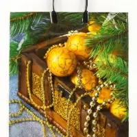 Пакет "Новогодние сокровища", полиэтиленовый с пластиковой ручкой, 38х45 см, 90 мкм