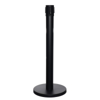 Стойка ограждения черная, с вытяжной лентой-180см серая, высота-90см, d- 6см, напольный d-32см