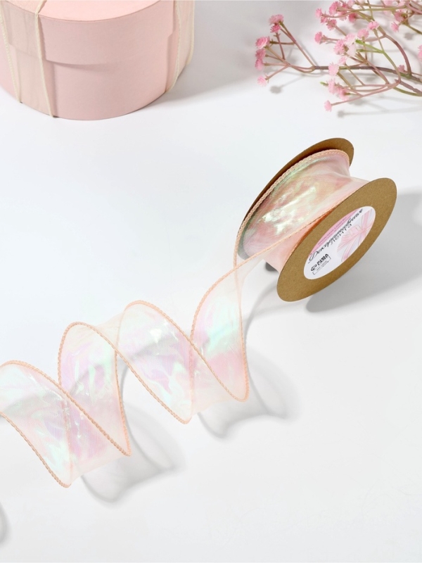 Лента капроновая &laquo;Волна&raquo;, с радужным переливом, 38 мм, 9,1 &plusmn; 0,5 м, цвет бежевый