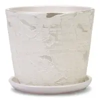 Горшок цветочный с поддоном 2,6 л, d18/h16 см белый керамика, "Венера" (М)