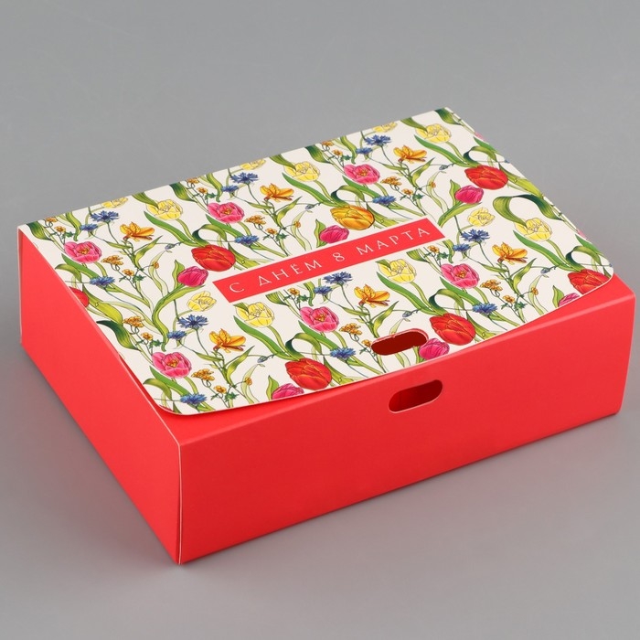 Коробка подарочная складная, упаковка, &laquo;С 8 марта&raquo;, 16.5 х 12 х 5 см, БЕЗ ЛЕНТЫ