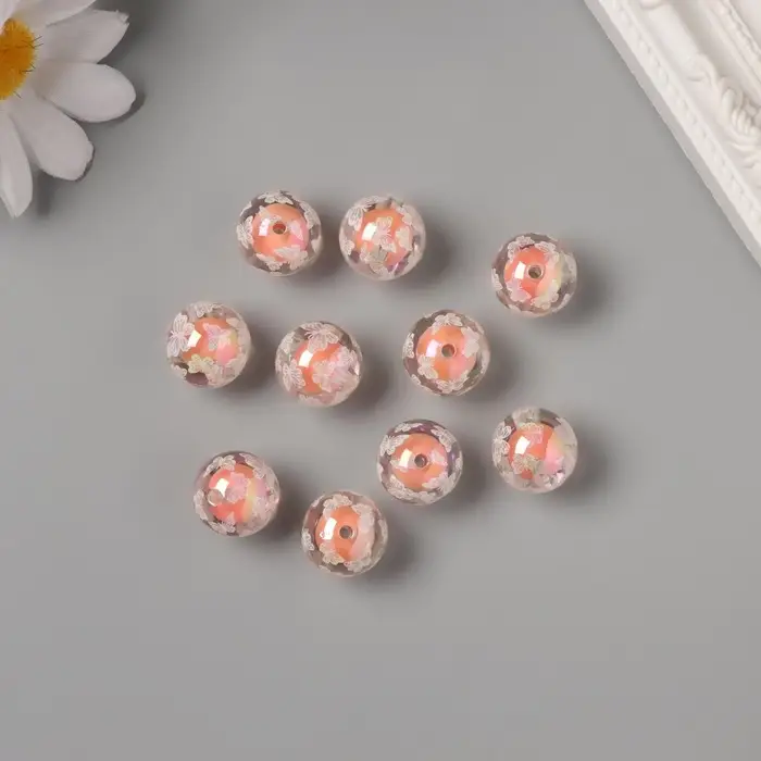 Бусина для творчества акрил "Белые бабочки" мандарин 1,6х1,6х1,6 см