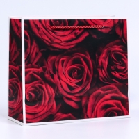Пакет подарочный с окном "Розы", 25 х 10 х 22 см