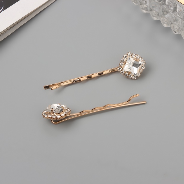 Невидимка для волос &laquo;Морвен&raquo; (набор 2 шт) нежность, 5 см, золото