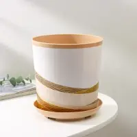 Горшок для цветов с поддоном Доляна &laquo;Каракум. Пустошь&raquo;, 1,6 л, d=14 см, h=15,5 см, пластиковый, цвет бежевый