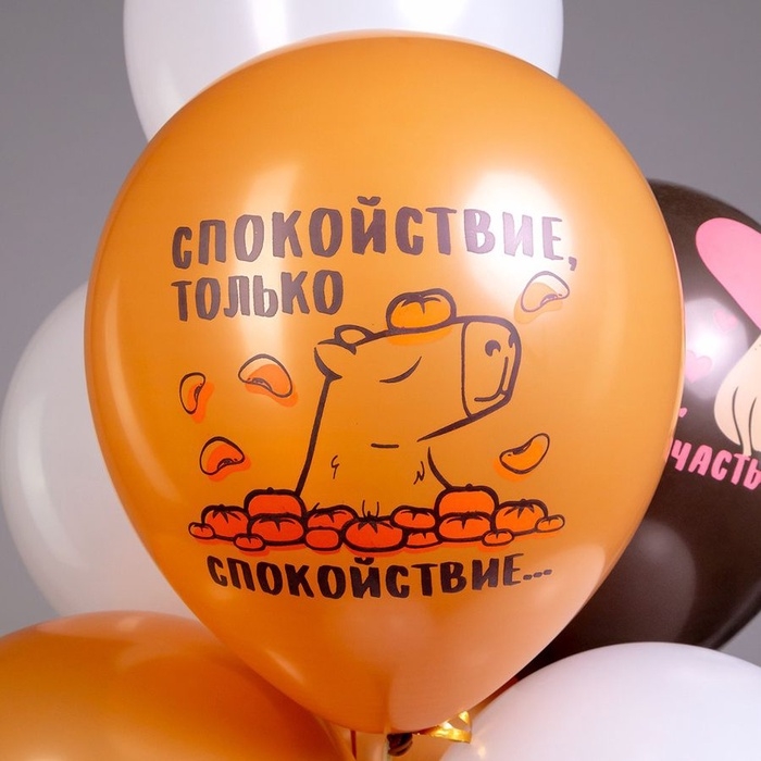 Шар латексный 12" "СДР! Капибара", 1 ст, 2 цв, набор 25 шт. МИКС