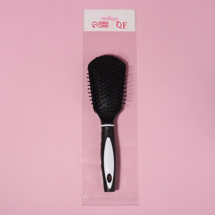 Расчёска массажная, 6,5 &times; 24 см, цвет чёрный/белый