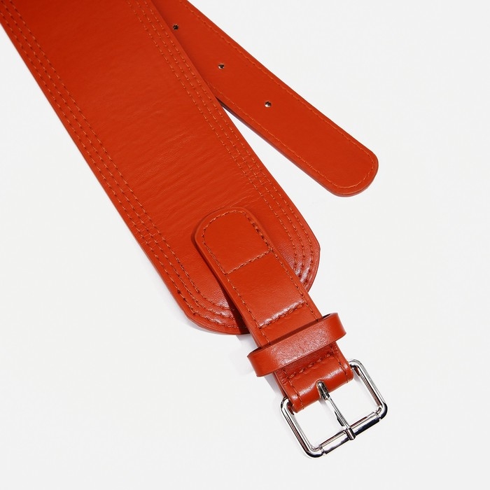 Ремень женский, ширина 6.7 см, пряжка металл, цвет рыжий