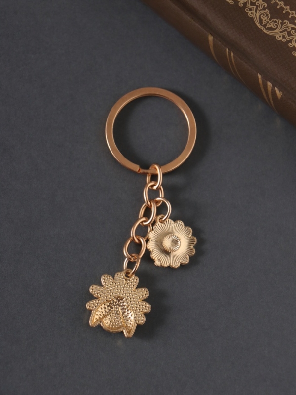 Брелок металл, эмаль "Божья коровка и ромашка" 9 см