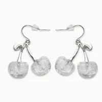 Серьги "Вишенка" блёстка, цвет прозрачный белый в серебре