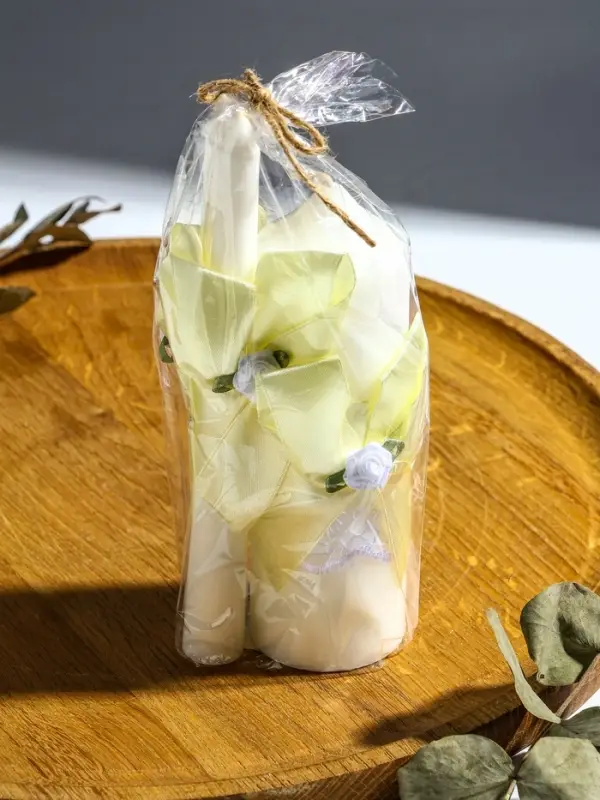 Свечи свадебные "Пышный" набор 3 шт (16 см + 2 шт по 18 см), шампань