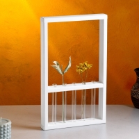 Кашпо деревянное 28×4.5×40 см с 5 колбами "Рамка Экстра", белый Дарим Красиво Кашпо деревянное 28×4.5×40 см с 5 колбами "Рамка Экстра", белый Дарим Красиво