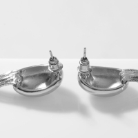 Серьги висячие &laquo;Стерео&raquo; овал, цвет серебро