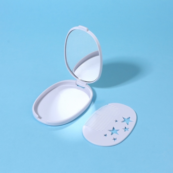 Зеркало складное &laquo;Зайка&raquo;, с расчёской, 6,5 &times; 9,5 см